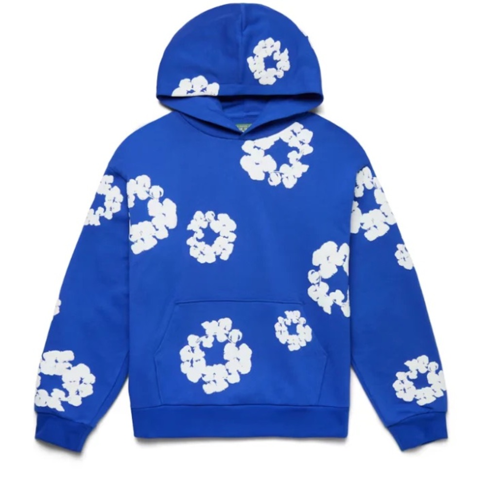Royal blue denim tear hoodie